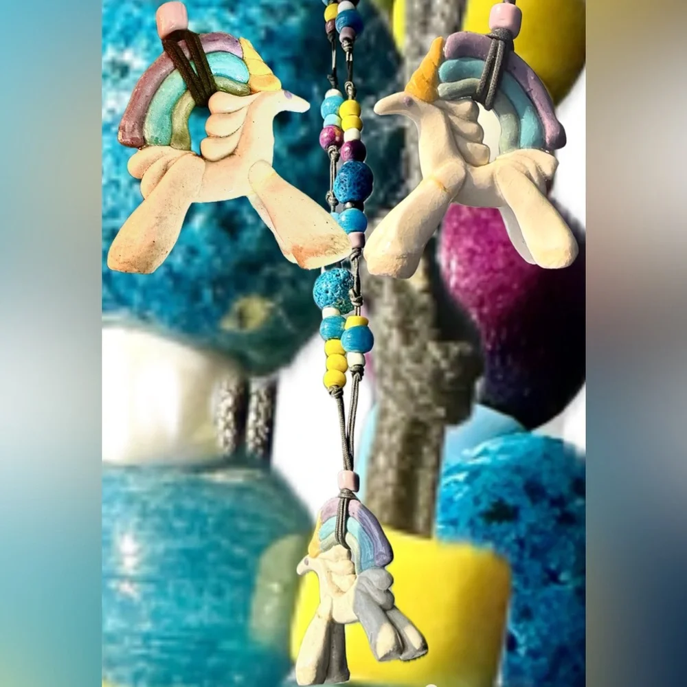 🦄 Handmade Unicorn Colorful Beaded Necklace or hanging decor